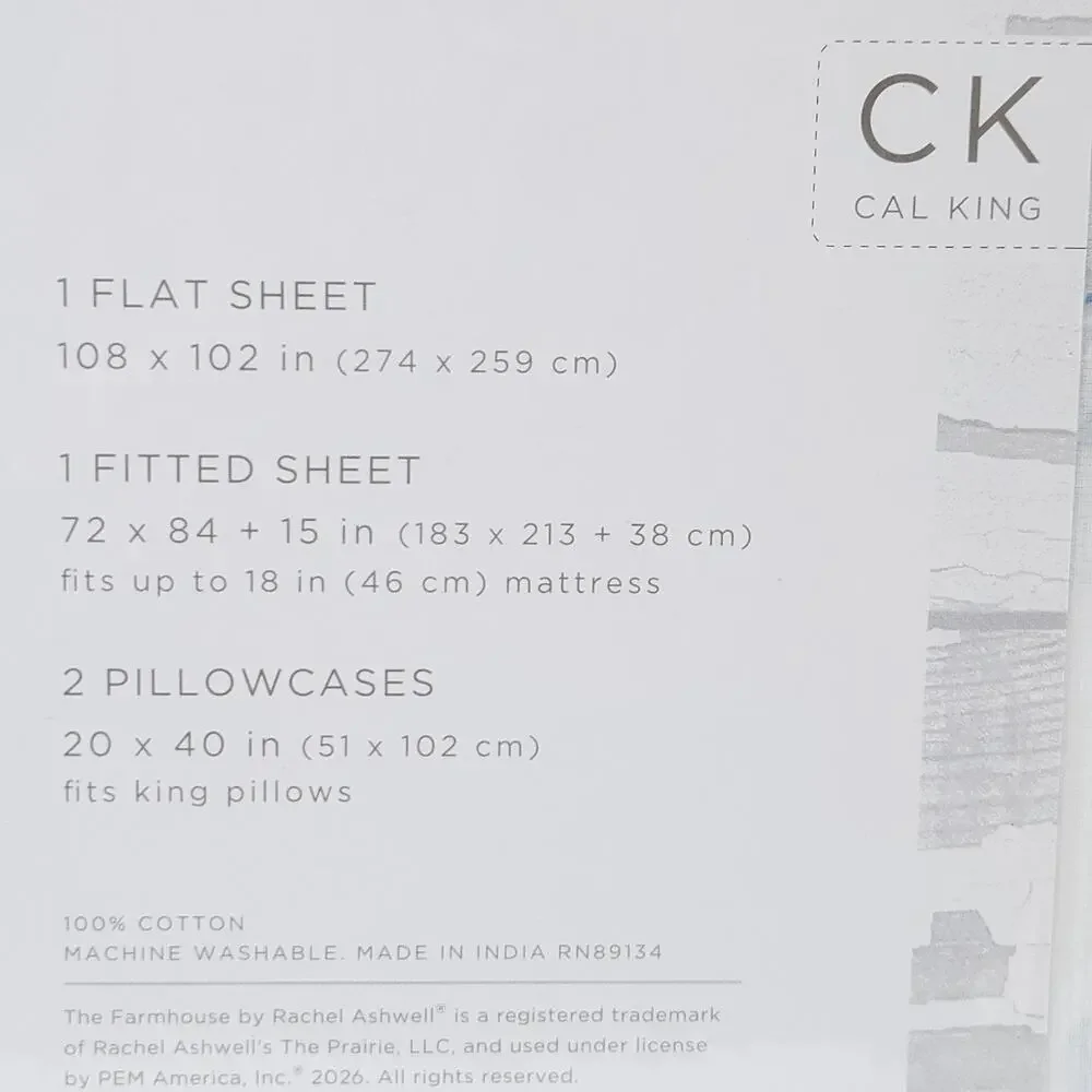 The Farmhouse Rachel Ashwell Cal King Sheet Set 18